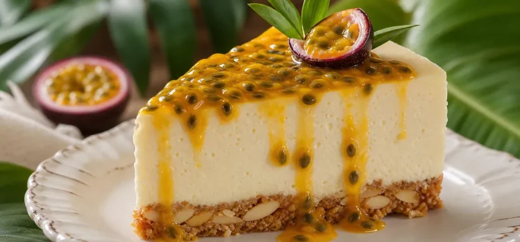 Glutenfri vit chokladcheesecake med passionsfrukt