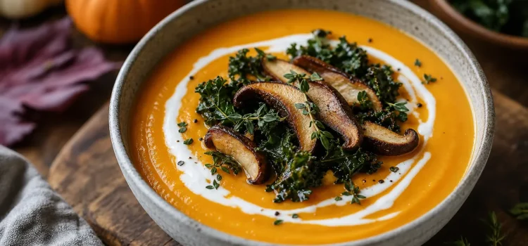Höstig sötpotatissoppa med kokosrippel och grönkålschips