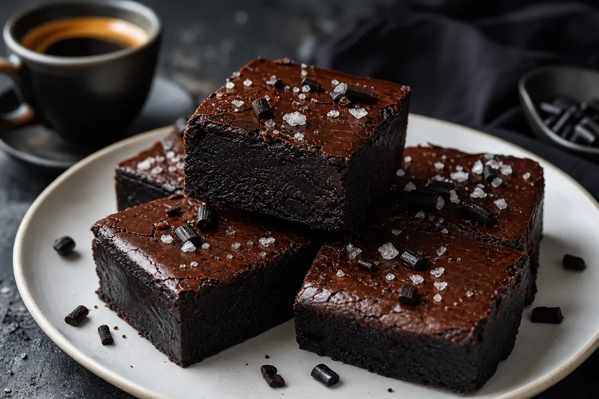 Lakritsfudgekaka med kladdig konsistens och saltlakrits