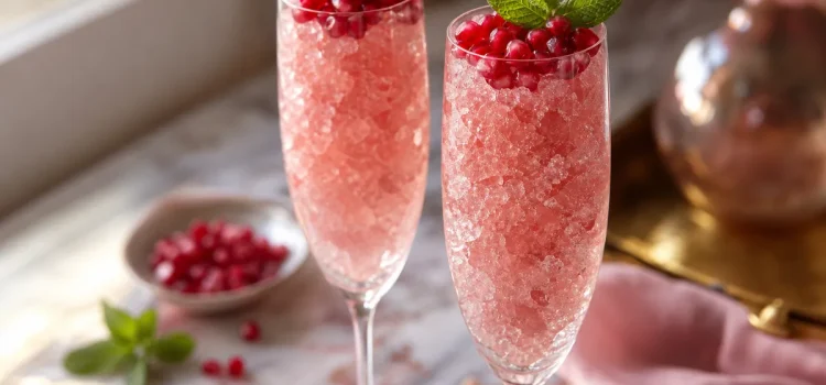 Rosa champagnegranité med granatäpple